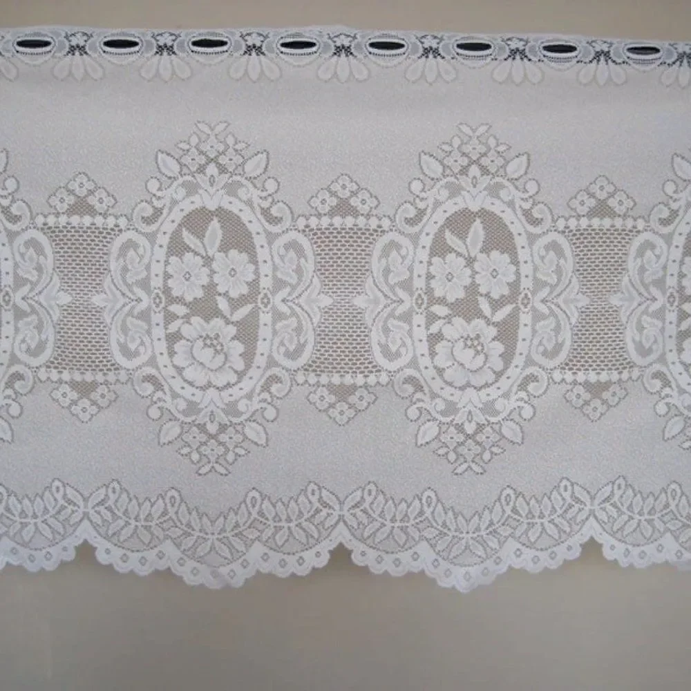 Curtain Lace Panel Flowers 61.5 x 23 Off White VTG